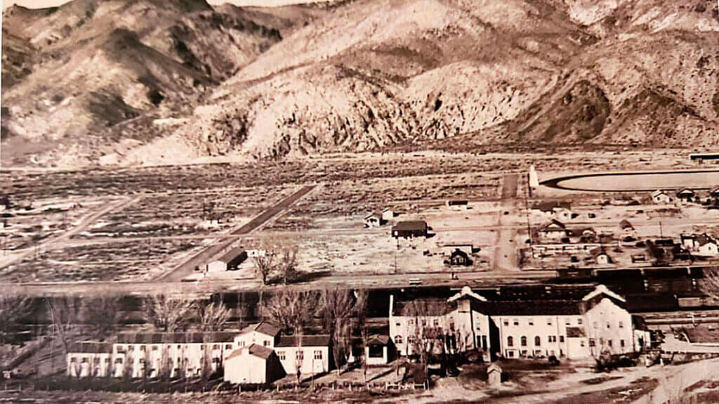 Aerial photo of Caliente Railroad Depot and Hotel circa 1925