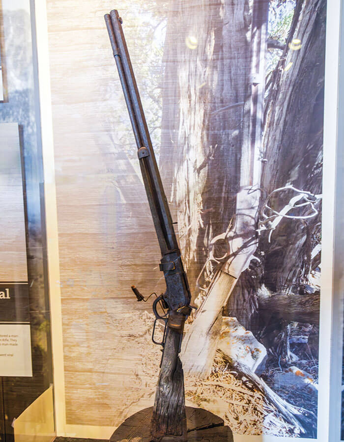 forgotten 1873 winchester rifle found at great basin national park in baker nevada now on display in the lehman caves visitor center