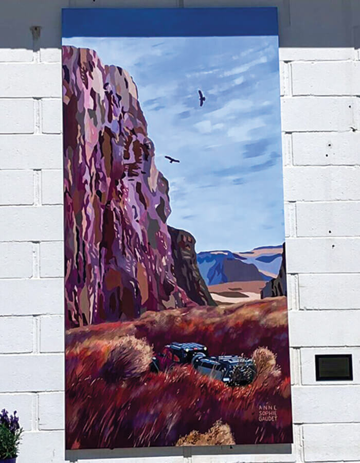 Gerlach Mural of high rock canyon by Ann-Sophie Gaudet