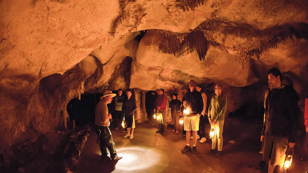 A tour group inside lehman caves at great basin national park in nevada