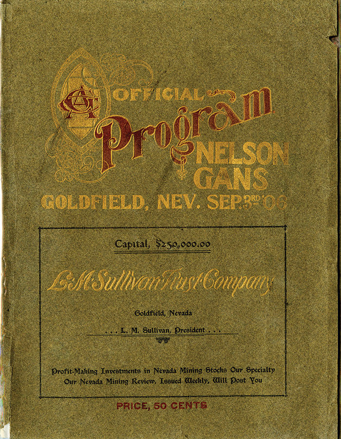 cover of the gans-nelson boxing match program from 1906
