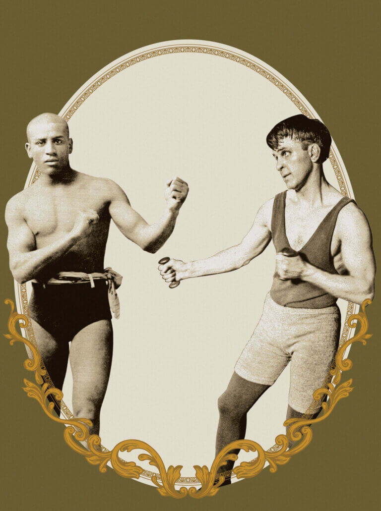 A graphic with Joe gans and Oscar Nelson
