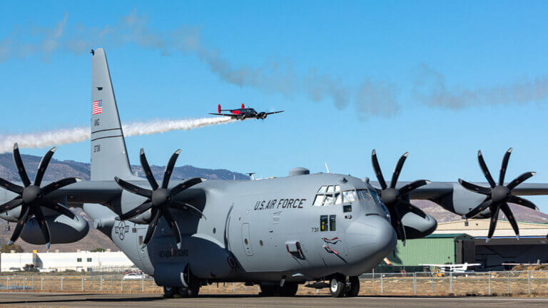 ARF 132 air force plane at minden-tahoe skyfest aviation show in minden carson valley nevada