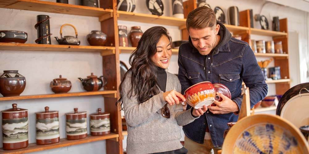 couple at planet x pottery store in nevada