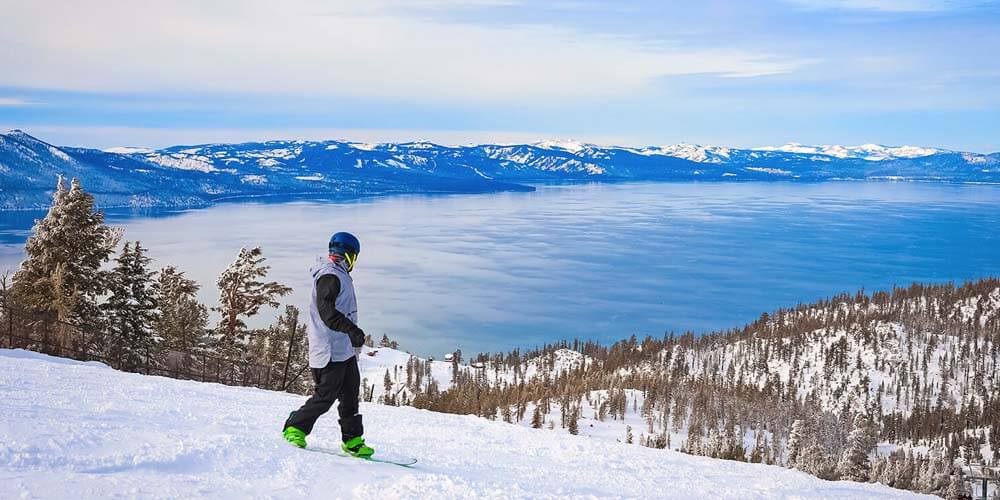 skiier at heavenly ski resort south lake tahoe