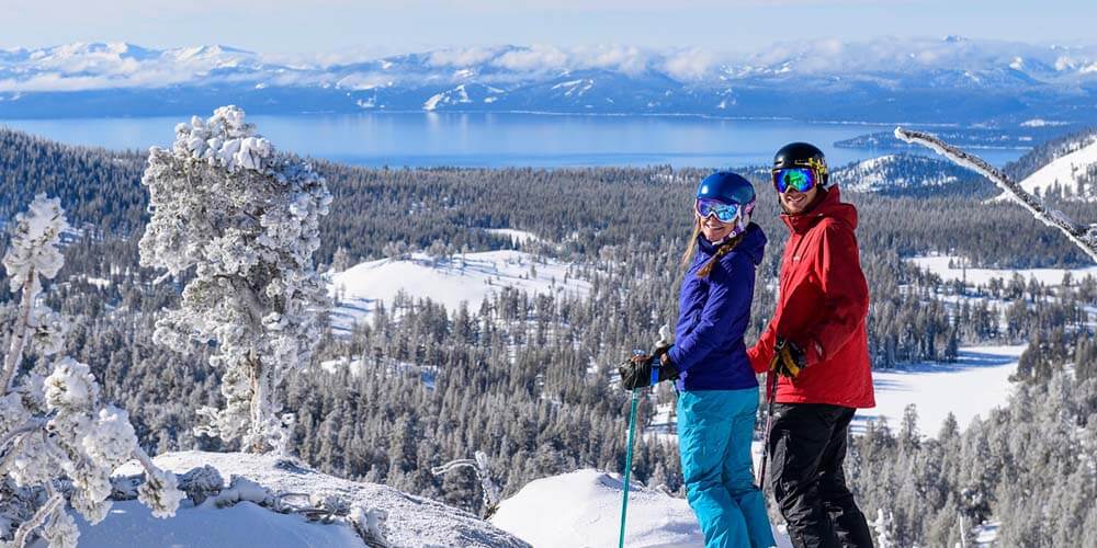 skiiers at mount rose ski resort overlook